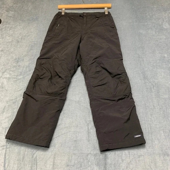 Lands' End Snow Pants Youth 10H Black Pockets Cropped Waterproof Outdoor