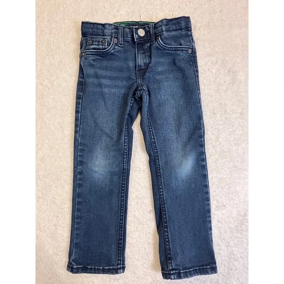 Levis 511 Slim‎ Fit Jeans Boys Size 4 Regular Dark Wash Denim Adjustable Waist