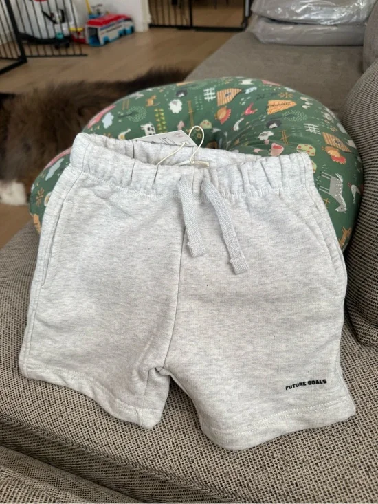 Zara Light Gray Kids Sweat Shorts with Drawstring