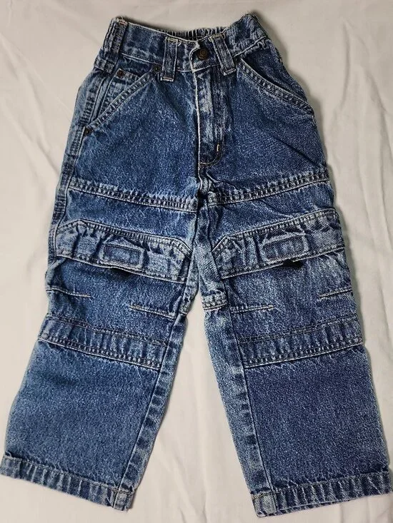 Y2K Arizona Jean Co Kids 4 Slim Paneled Cargo Jeans Baggy Skater Denim VTG