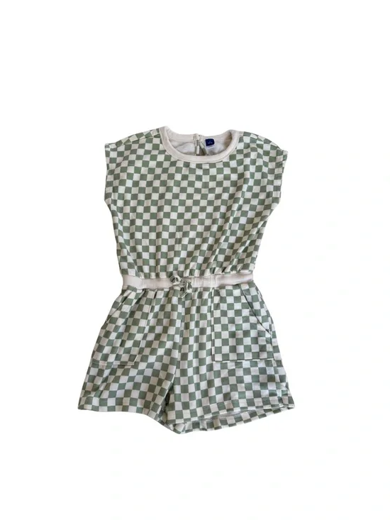Old Navy Sage and White Checkerboard Kids Romper