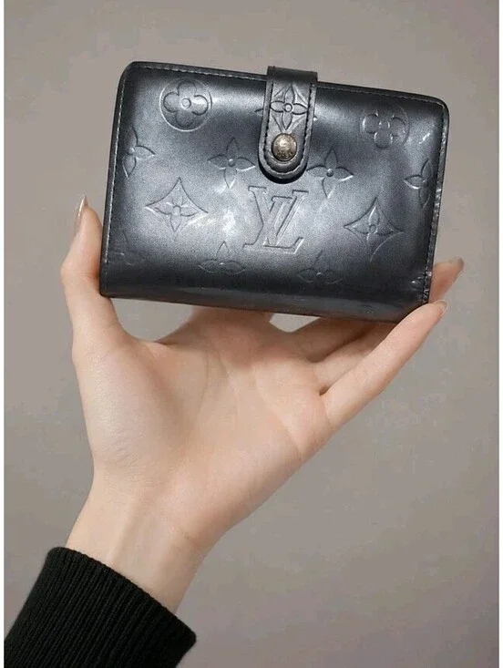MT Louis Vuitton Monogram Vernis Compact Wallet Kiss-Lock Coin Purse Vintage #☆