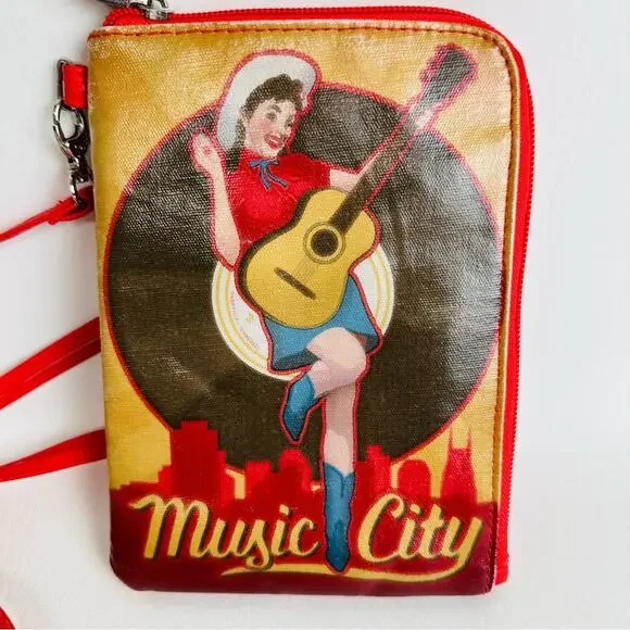 Alicia Klein Red Music City Wallet‎ Shoulder Purse Crossbody Bag Red