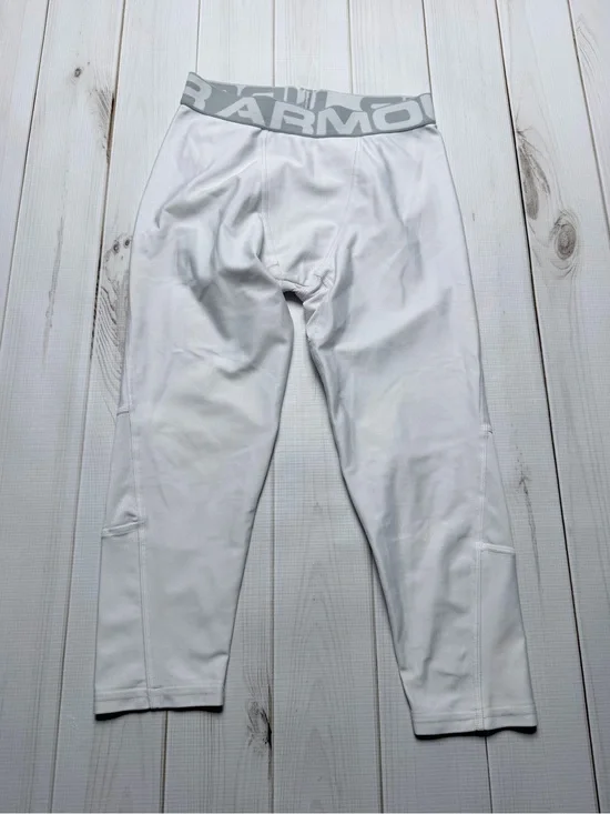 Under ArmourWhite Heatfear Compression leggings with Gray Logo Waistband