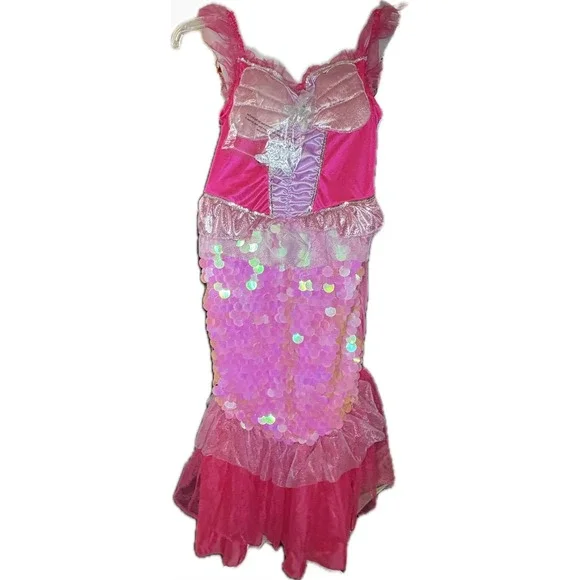 Medium Kids Pink Mermaid Costume Dress Sequined Princess Outfit‎ Size Medium 8