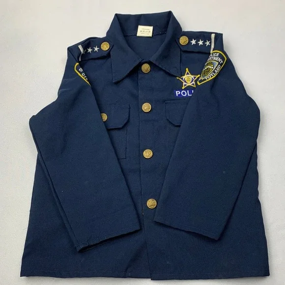 Dress Up America Kids Police Officer Costume Shirt Navy‎ Blue Toyland Size S 4-6