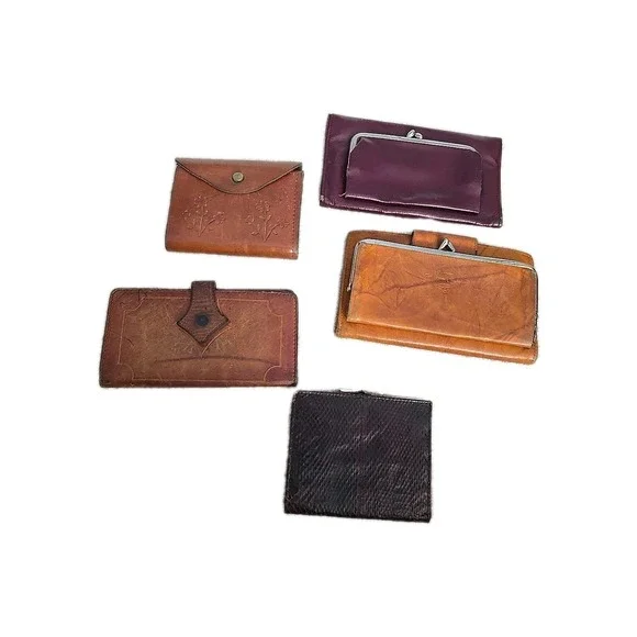 Lot of 5‎ Vintage Leather Coin Change Wallets