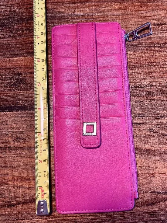 Lodis Julia Pink Leather Zip card Wallet