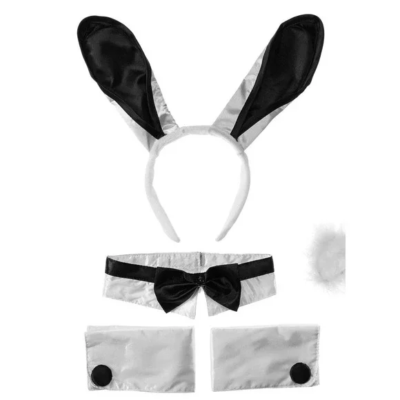 5 pc Sexy Bunny Deluxe‎ Kit - Headband, Collar W/ Bow Tie, Cuffs, And Tail
