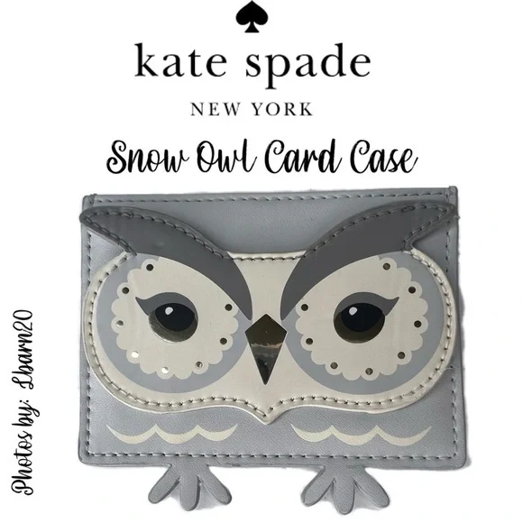 Kate Spade Snow Owl Credit Card Leather Case Gray