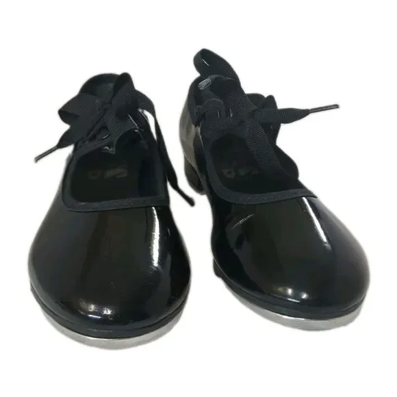 So Danca TA35 Girls Tap Dance Shoes Black Patent Size 11.5 M