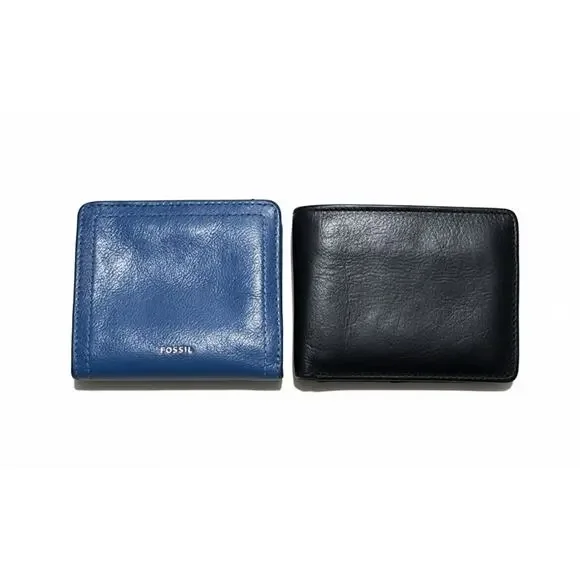 2 Vintage‎ Wallets Fossil And Ralph Lauren Blue And Black Leather