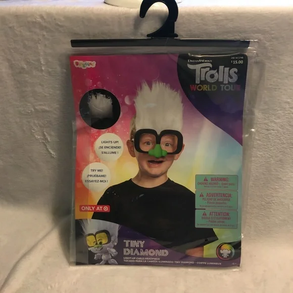 Disguise Trolls World Tour Tiny Diamond Headpiece Kids OS White New Light-Up