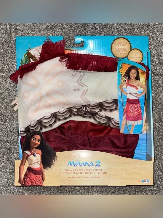 Disney Moana 2 Adventure Outfit 4-6X Costume Two piece NEW
