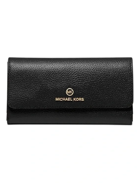 Michael Kors Women's Jet Set Charm Large Leather Trifold Wallet Black