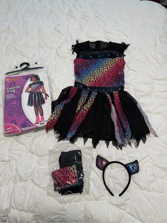 Girls colorful kitty costume M