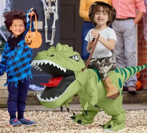 New in Box One Casa Inflatable Ride T-Rex Dinosaur Costume (Child Size 7-10 Yrs)