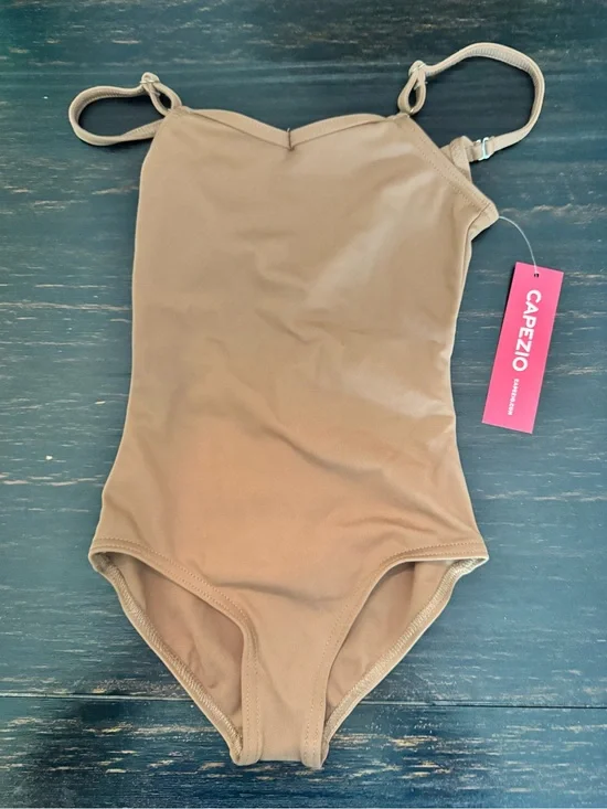 NWT! Capezio Girls Tan Camisole Leotard with Adjustable Straps Dancewear Small