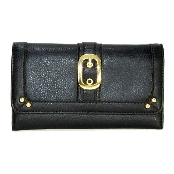 Villager LIZ CLAIBORNE black leather wallet with checkbook 7.25 X 4.25