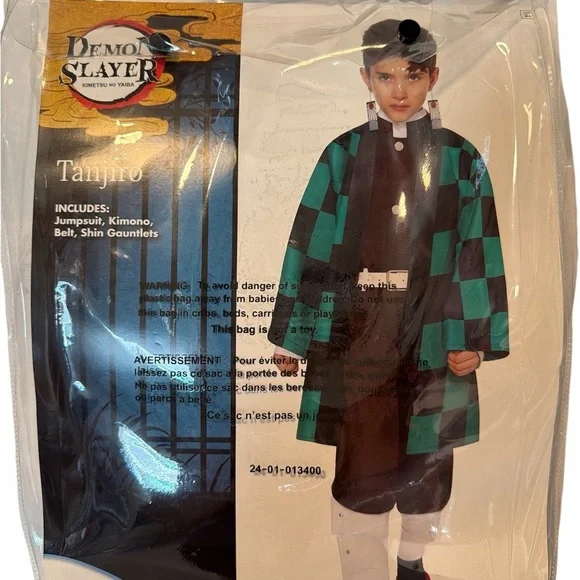 NWT Spirit Tanjiro Kids Costume - Green and Black Youth Size XL 14-16