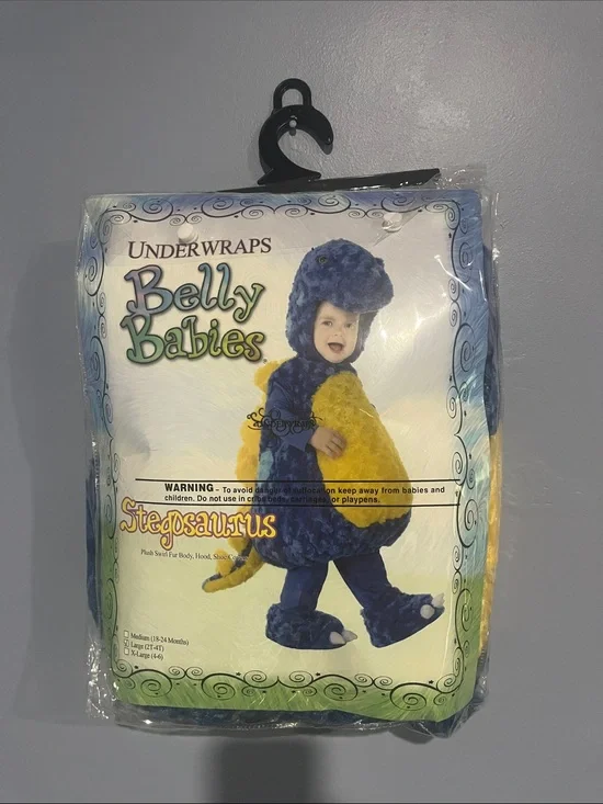 Belly Babies Stegosaurus Kids Costume - Blue & Yellow