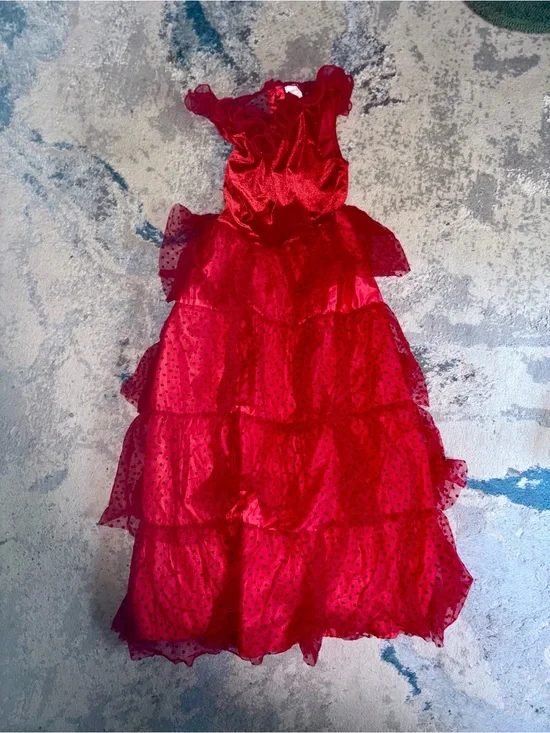 Lydia Deets Beetlejuice Red Layered Ruffle Girls Halloween Costume Dress