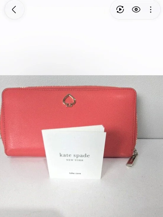 kate spade Coral Pink Zip-Around Leather Wallet
