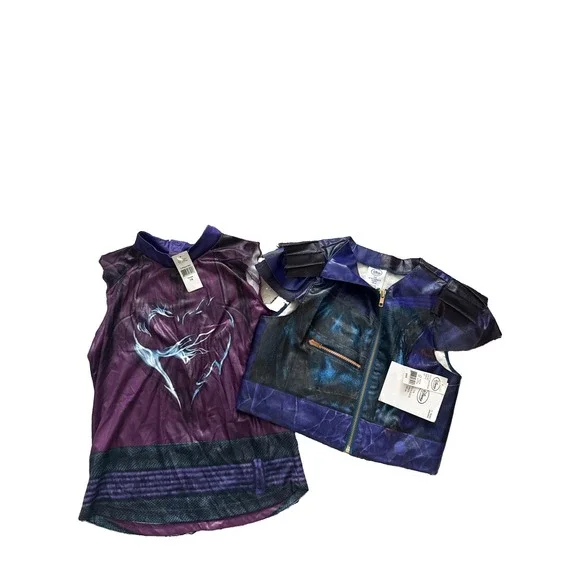 Disney Descendants Mal Costume Kids 7/8 Purple Villain NWT Faux Leather