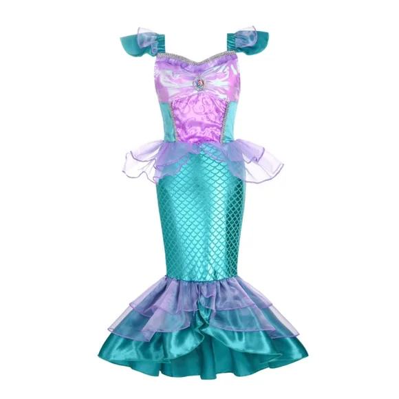 Little Mermaid Costume Dress 4T Purple & Teal Girls Disney Princess Gown