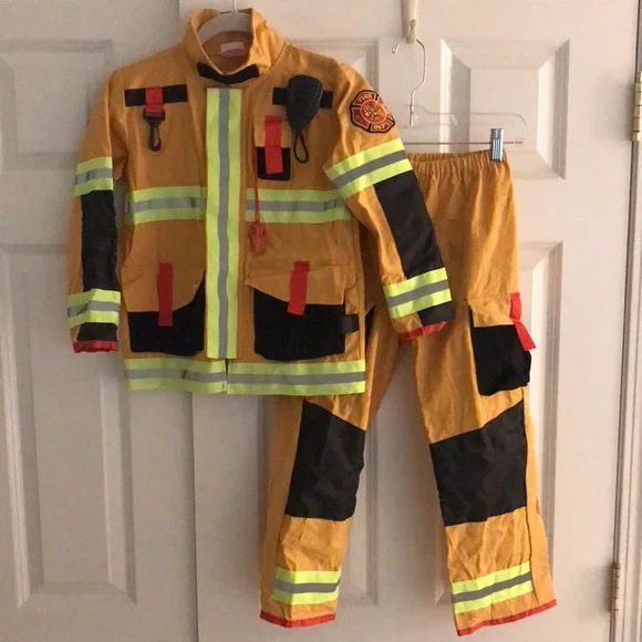Teetotal Fireman Costume Jacket w/ Microphone & Matching Pants Halloween 7 to 8