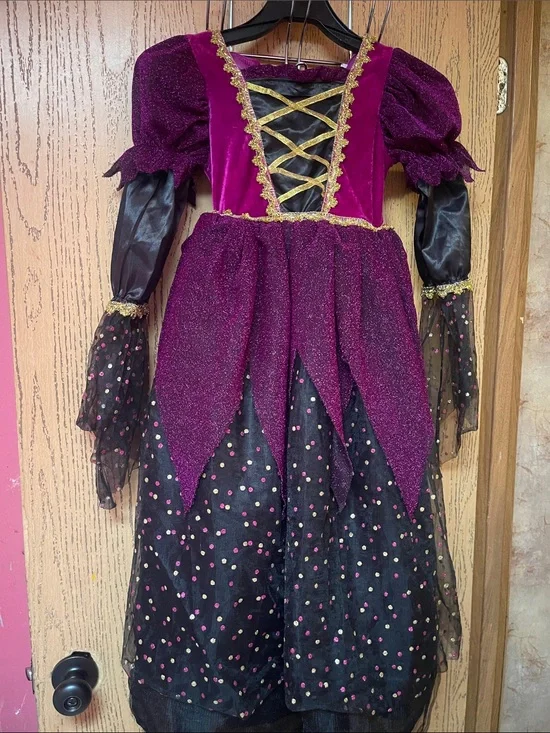 Kids Velvet Purple and Black Princess Costume Dress
