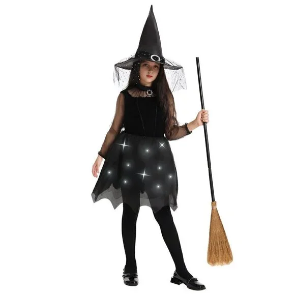 Enccfoeo Light Up Girls Witch Costume Halloween Costume Cosplay 10 yr