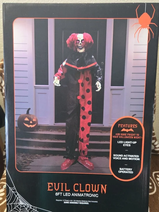 Evil Clown 6ft LED Animatronic Costume - Black & Red