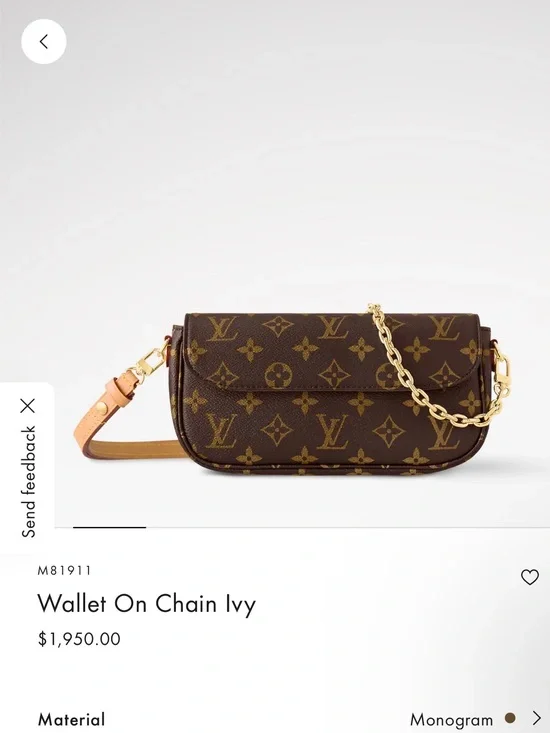 Louis Vuitton Monogram Wallet-on-Chain with Gold Hardware