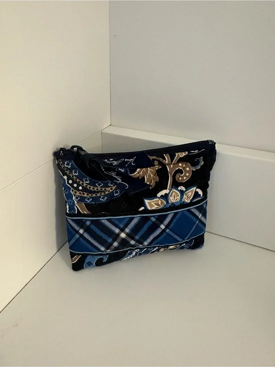 Vera Bradley Midnight Paisley Quilted Coin Purse Zip Wallet Card Holder Pouch