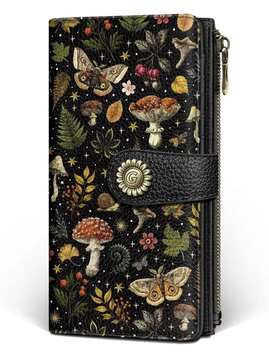 Mushroom Print Women's Bifold Wallet | RFID Blocking, Credit Card Holder
