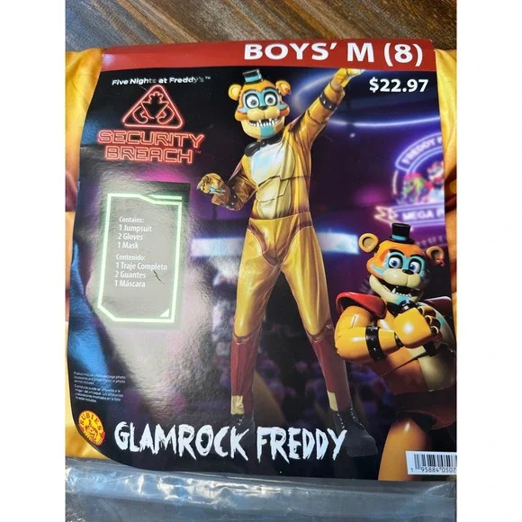 Rubies Kids Glamrock Freddy Five Nights Freddys Security Breach Costume M 8 NWT