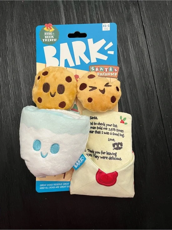 Bark Holiday Cookie & Cup Plush Dog Toy Set