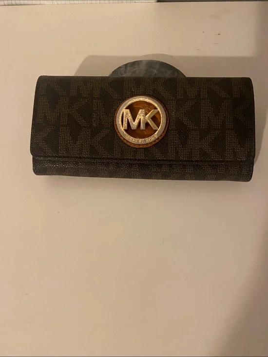 Michael Kors Dark Brown MK Logo Continental Wallet