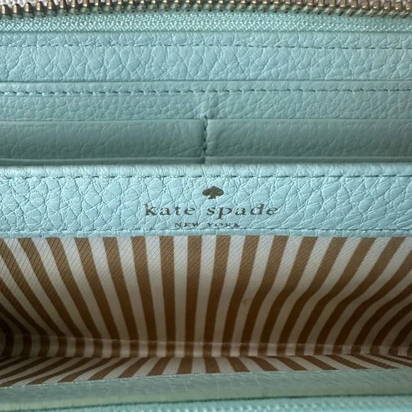 Kate Spade Blue Leather Zip Around Wallet