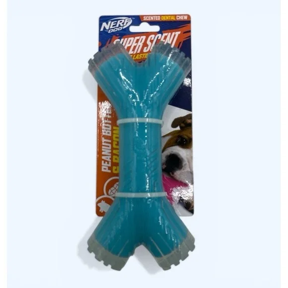 Nerf‎ Dog Super Scent Chew Toy Teether Peanut Butter Bacon Puppy New !