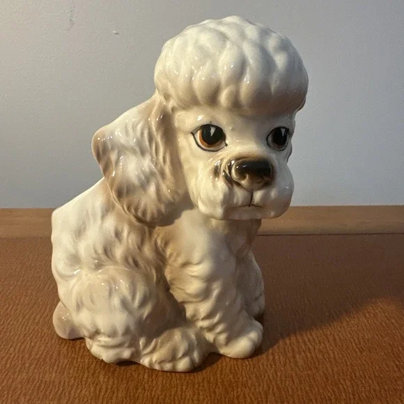 Precious Poodle Lefton Planter‎ H-4906 Puppy Dog Eyes Home Decor Cream And Brown