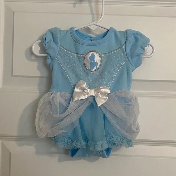 Disney Light Blue Princess Tutu Romper with Silver Accents