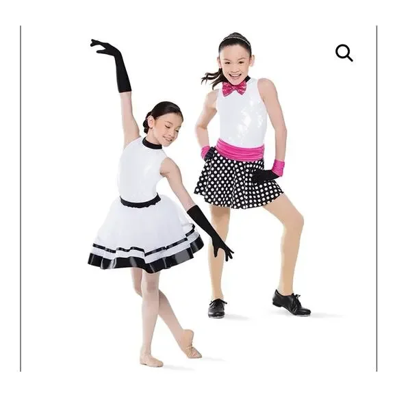 Revolution Dance 2 In 1 Black Pink and White Recital Dress Costume RC19777 XLC‎