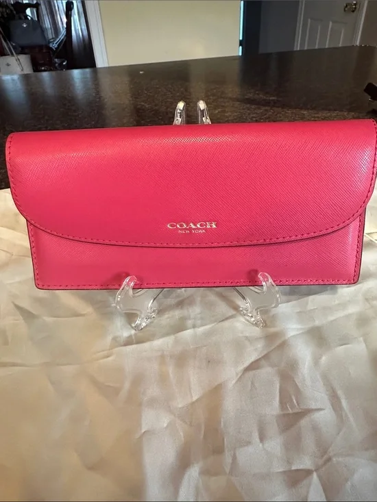 Coach Slim Pink/Fuchsia Leather Wallet/Clutch