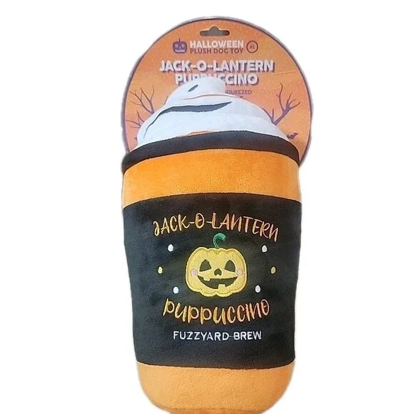 FuzzYard Jack-O-Lantern Puppuccino Squeaky Dog Toy XLarge 12 Inches tall
