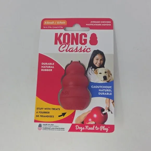 KONG Classic Stuffable Dog Toy - X-Small - Fetch & Chew Toy for Dogs Up To 5lbs
