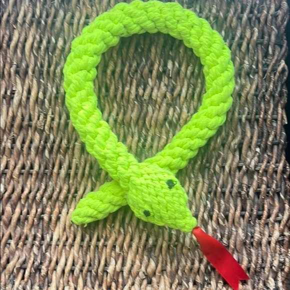 Bright Green Knitted Snake Toy