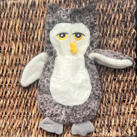 Plush Owl DogToy - Gray and White Squeaks and Crinkle Noise