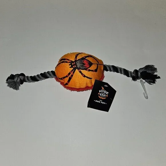 NEW Halloween Dog Toy Spider Plush With Rope Squeaker Dog Toy Hyde & Eek